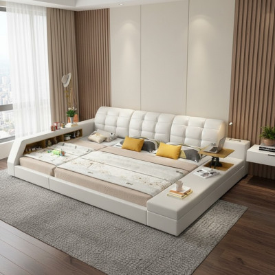 Design Bett Hotel Doppel Ablage Regal 180x200 Multifunktions Bett Luxus