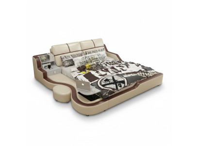 Multifunktions Bett Luxus Design Beige Betten Doppel Regal 180x200cm