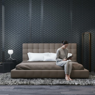 Modernes Gestell Luxus Schlaf Zimmer Bett Hotel Design Grau Doppel