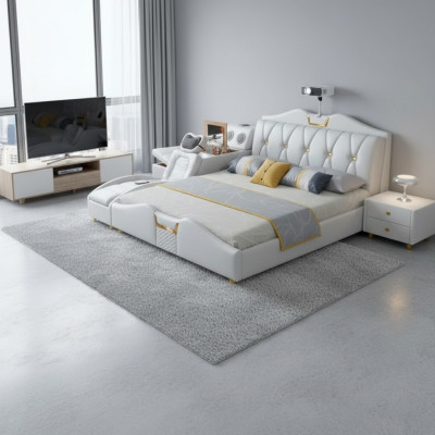 Multifunktions Bett Luxus Design Betten Doppel Regal 180x200cm Neu