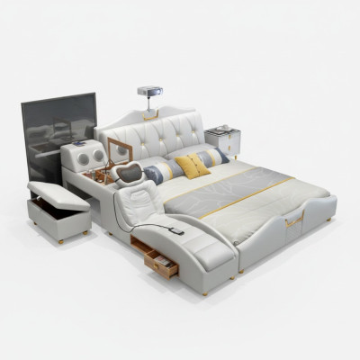 Multifunktions Bett Luxus Design Betten Doppel Regal 180x200cm Neu