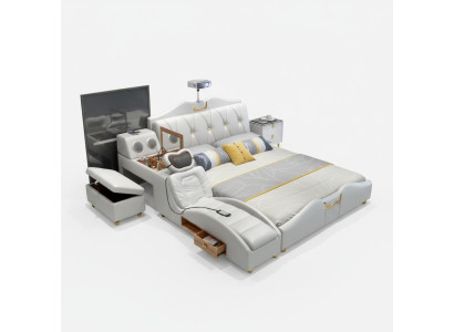 Multifunktions Bett Luxus Design Betten Doppel Regal 180x200cm Neu