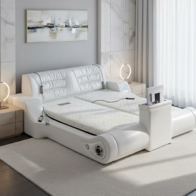 Doppel Luxus Design Weiß Bett Polster Betten Moderne Hotel Multifunktion