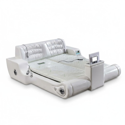 Doppel Luxus Design Weiß Bett Polster Betten Moderne Hotel Multifunktion