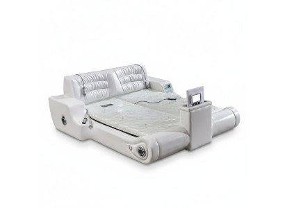 Doppel Luxus Design Weiß Bett Polster Betten Moderne Hotel Multifunktion