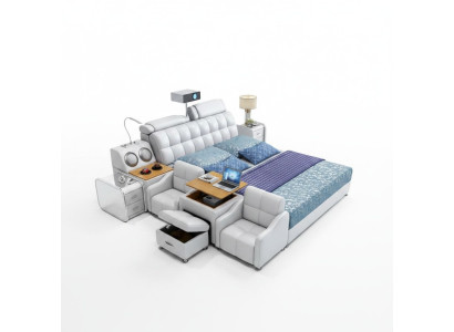 Multifunktions Bett Boxen Luxus Design Leder Betten Hotel Doppel Neu