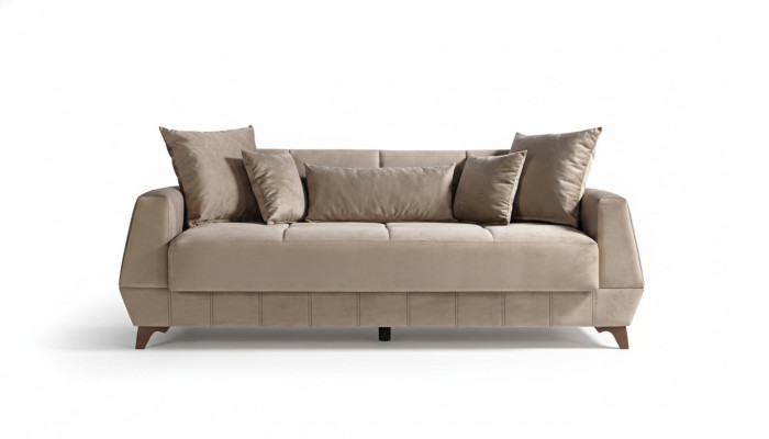 Design Sofa Dreisitzer Beige Couch Möbel Textil Stoff 3 Sitzer Couchen Sofas