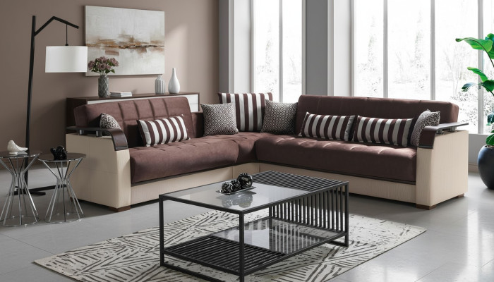 Ecksofa Wohnlandschaft Beige L-Form Sofa Wohnzimmer Ecksofas Luxus 315 x 245