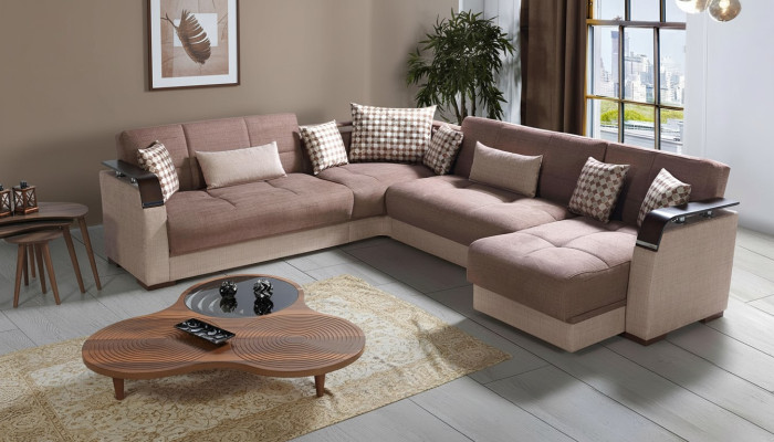 Ecksofa Wohnlandschaft Braun L-Form Sofa Wohnzimmer Ecksofas Luxus Eckgarnitur