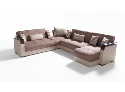 Ecksofa Wohnlandschaft Braun L-Form Sofa Wohnzimmer Ecksofas Luxus Eckgarnitur