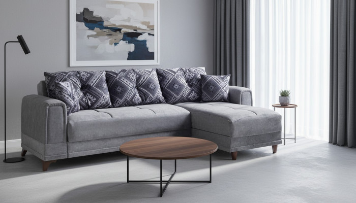Ecksofa Wohnlandschaft Grau L-Form Ecke Sofa Wohnzimmer Ecksofa Modern