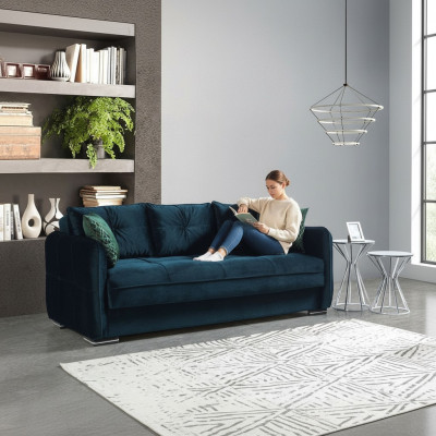 Wohnzimmer Sofa 3 Sitzer Design Stil Möbel Relax Sofa 3er Modern Sofas Blau Neu
