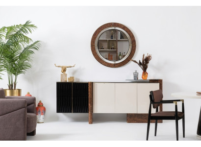 Sideboard Anrichte mit Spiegel Luxus Garnitur Kommode Holz Kommoden Klassische