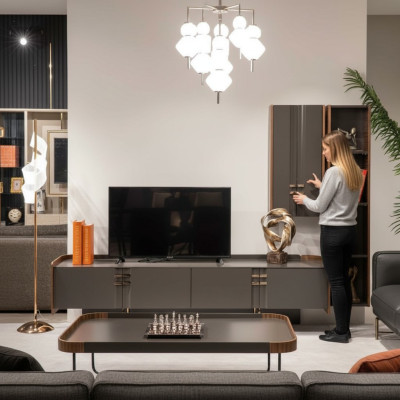 Wohnwänd tv Wand Holz Modern Regal Wohnzimmer Möbel Schrank rtv Mit Wandschrank