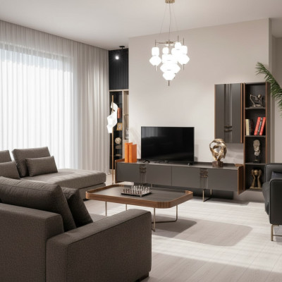 Wohnwänd tv Wand Holz Modern Regal Wohnzimmer Möbel Schrank rtv Mit Wandschrank