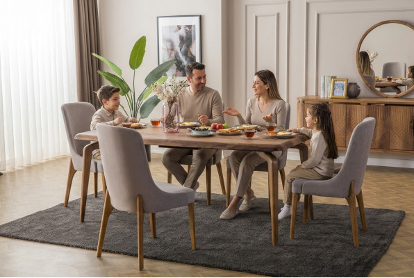 Esszimmer set 7tlg. Esstisch+6x Stühle Designer Holz Stuhl Garnitur Möbel Neu