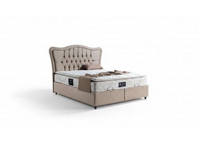 Bett Design Betten Luxus Polster Schlafzimmer Möbel Modern Beige 160x200