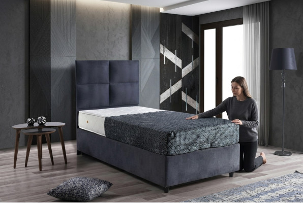 Bett Design Betten Luxus Stoff Polster Schlafzimmer Möbel 90x190 Modern