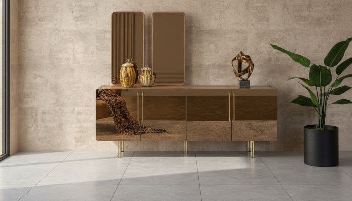 Sideboard mit 2x Spiegel Anrichte Luxus Garnitur Kommode Holz Kommoden Modern