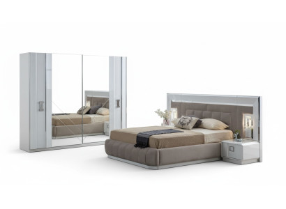 Schlafzimmer Komplett Set Bett 2x Nachttisch Kleiderschrank Neu Design 4 tlg.