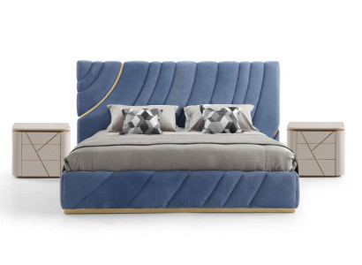 Schlafzimmer set Bett 2x Nachttische 3tlg. Blau neu Modern Komplett Luxus Möbel
