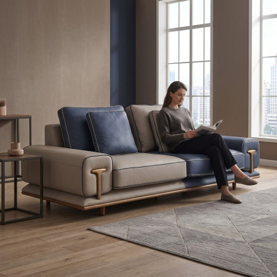 Luxus Wohnzimmer Sofa 3 Sitzer Polstersofa Textil Sitz Design Couch Modern