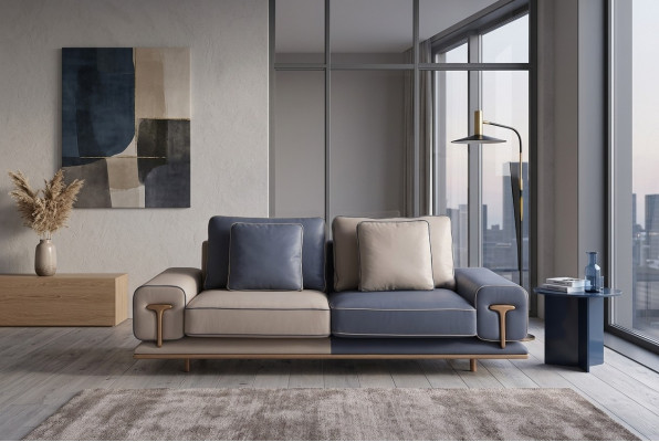 Luxus Wohnzimmer Sofa 3 Sitzer Polstersofa Textil Sitz Design Couch Modern