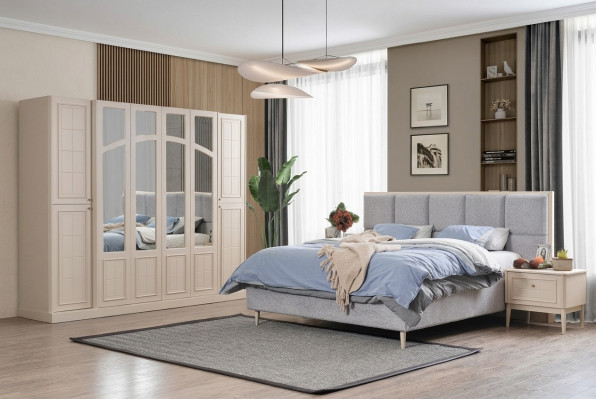 Schlafzimmer Set Luxus Komplettes Bett 2x Nachttisch Kleiderschrank Modern 4tlg