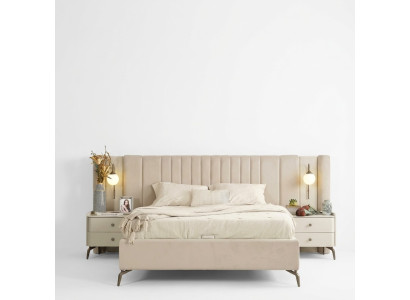 Luxus Schlafzimmer Bett und 2x Nachttische 3tlg. Set Design Einrichtung