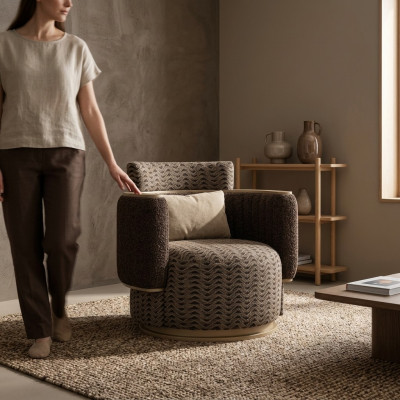 Luxus Polster Sitz Design Braun Sessel Polstermöbel Wohnzimmer Einrichtung