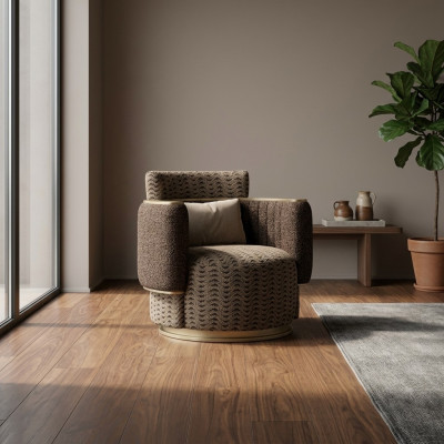 Luxus Polster Sitz Design Braun Sessel Polstermöbel Wohnzimmer Einrichtung