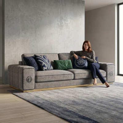 Modern Grau Sofa Couch Luxus Möbel Wohnzimmer Einrichtung Polstermöbel