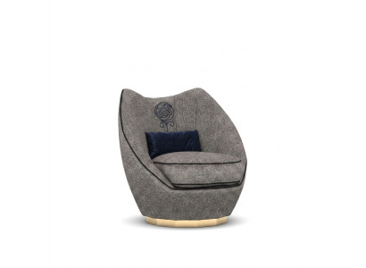 Luxus Grau Sessel Polster Textil Wohnzimmer Polstermöbel Modern Einrichtung