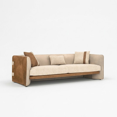 Beige Sofa Luxus Dreisitzer Couch Modern Einrichtung Polstermöbel Textil