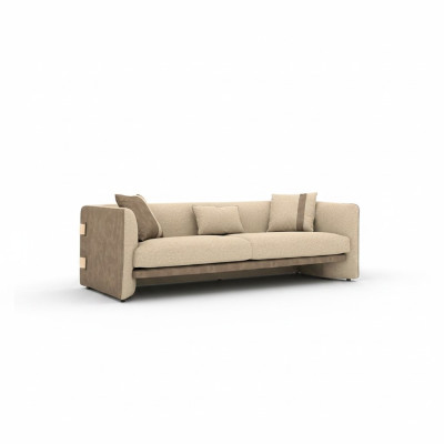 Beige Luxus Polstermöbel Modern Desing Dreisitzer Sofa Wohnzimmer Einrichtung
