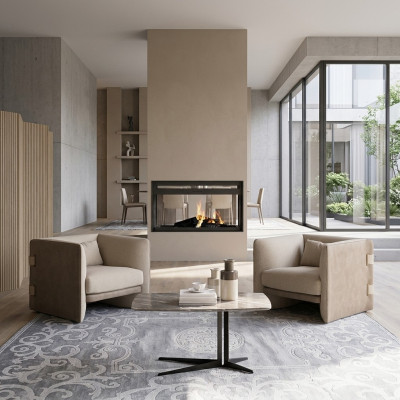 2x Sessel mit Couchtisch Wohnzimmer Komplett Möbel Desing Einrichtung Garnitur