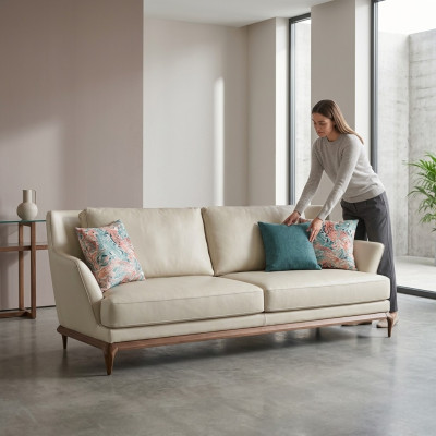 Wohnzimmer Modern Dreisitzer Weiß Sofa Couch Design Einrichtung Polstermöbel