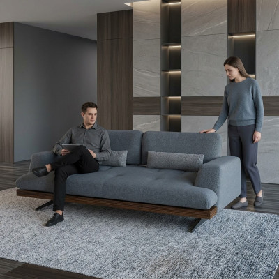 Design Grau Sofa Dreisitzer Couch Wohnzimmer Design Modern Einrichtung