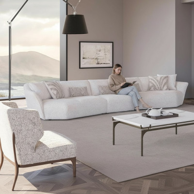 Luxus Set 2tlg Wohnzimmer Sofa Fünfsitzer Textil Sofa Einrichtung Couchtisch