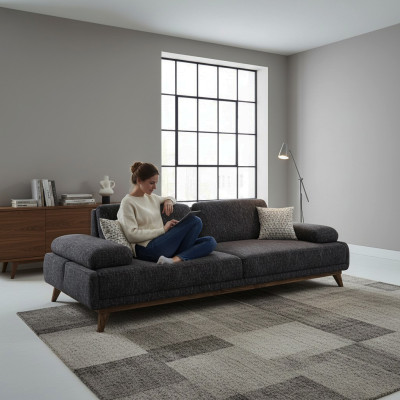 Sofa Zweisitzer Polstermöbel Sitzer Couch Polster Stoff Wohnzimmer Couchen Grau