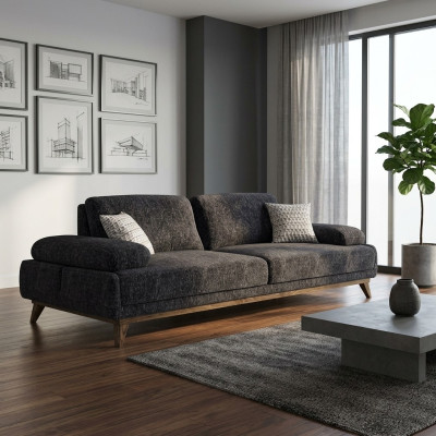 Sofa Zweisitzer Polstermöbel Sitzer Couch Polster Stoff Wohnzimmer Couchen Grau