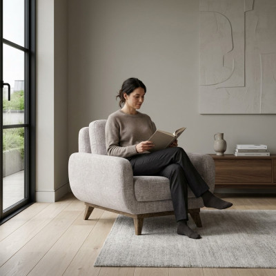 Luxus Drau Sessel Wohnzimmer Polstermöbel Polster Stoff Textil Einrichtung Neu