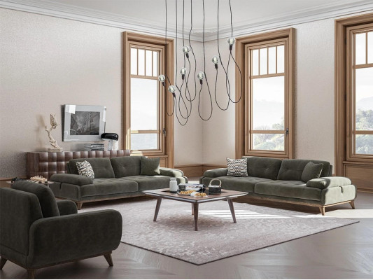 Polstermöbel 4tlg Sofagarnitur Sofa Zweisitzer mit Dreisitzer Luxus Couchtisch