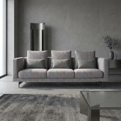 Grau Sofa Dreisitzer Couch Wohnzimmer Modern Design Luxus Polstermöbel