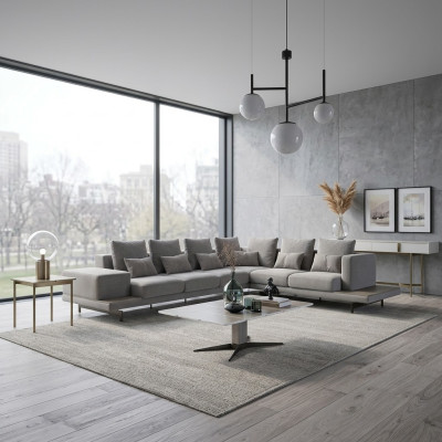 Polstermöbel Grau Sofa Couch L-Form Design Ecksofa Neu Wohnzimmer Couchtisch
