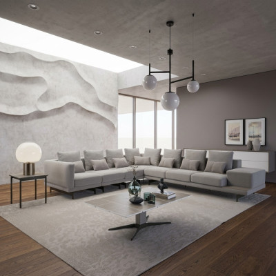 Designer Sofa Couch Ecksofa L-FormTextil Polster Garnitur Wohnzimmer Couchtisch