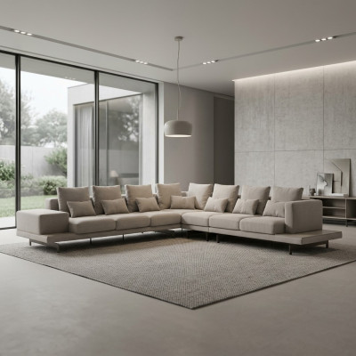 Grau Designer Sofa Couch Polster Textil Ecksofa Polstermöbel Wohnzimmer Neu