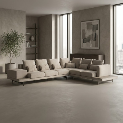 Polstermöbel Grau Designer Ecksofa L-Form Polster Textil Sofa Wohnzimmer
