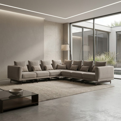 Designer Polstermöbel Ecksofa L-Form Einrichtung Garnitur Polster Textil Neu