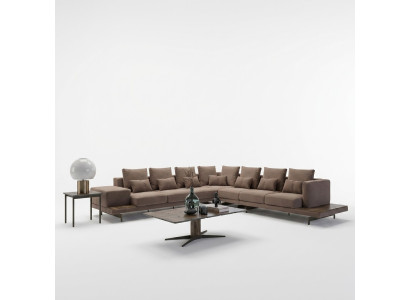 Designer Wohnzimmer Set 3tlg Polstermöbel Ecksofa L-Form Holz Couchtisch Neu